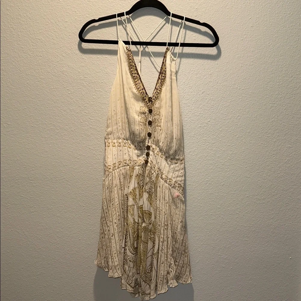 READ Camilla *The Queens Chamber white gold silk Egyptian Cleopatra boho dress S